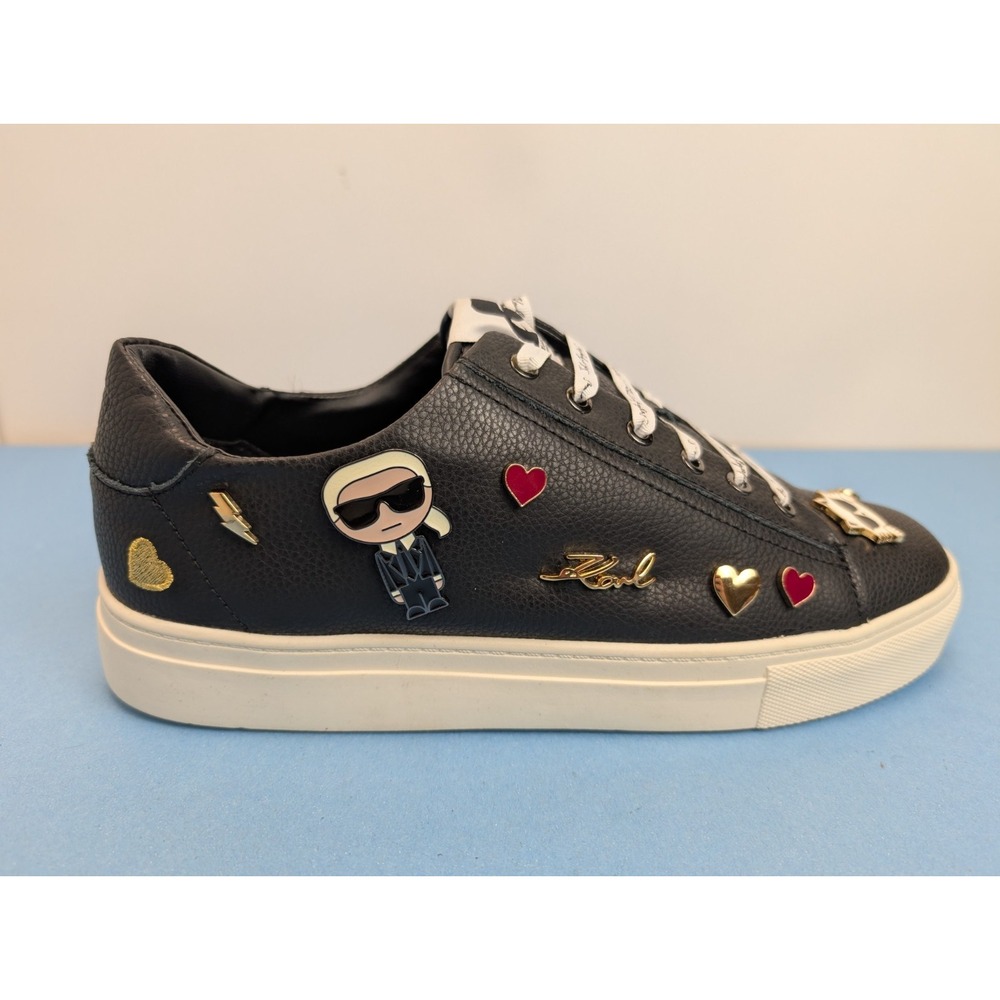Karl Lagerfeld Paris Black Cate Pins Sneakers Shoes Women's Size 11